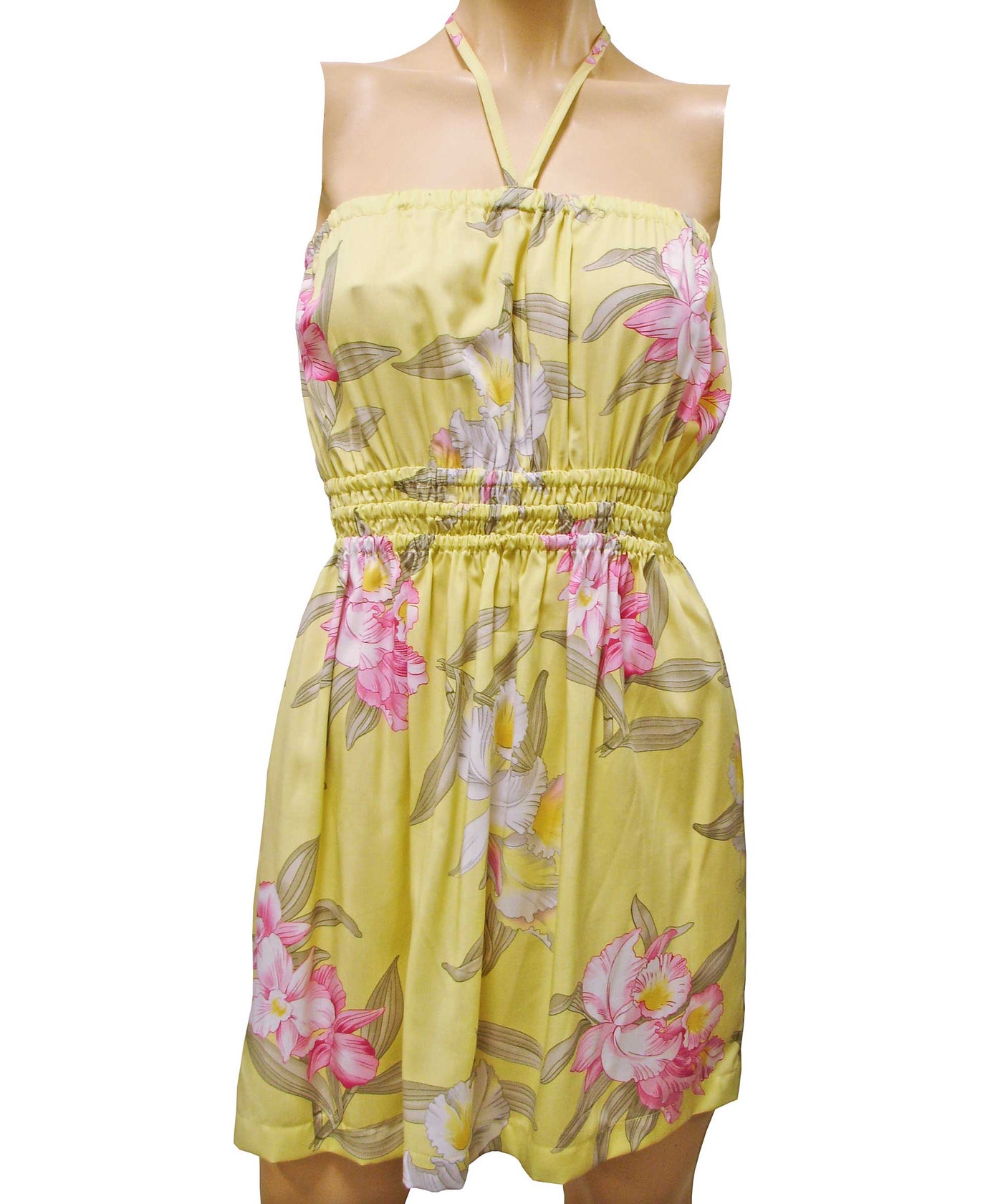 Orchid Corsage Yellow Tube Dress