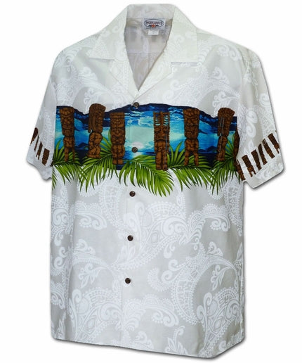 Tiki Guardian White Hawaiian Shirt