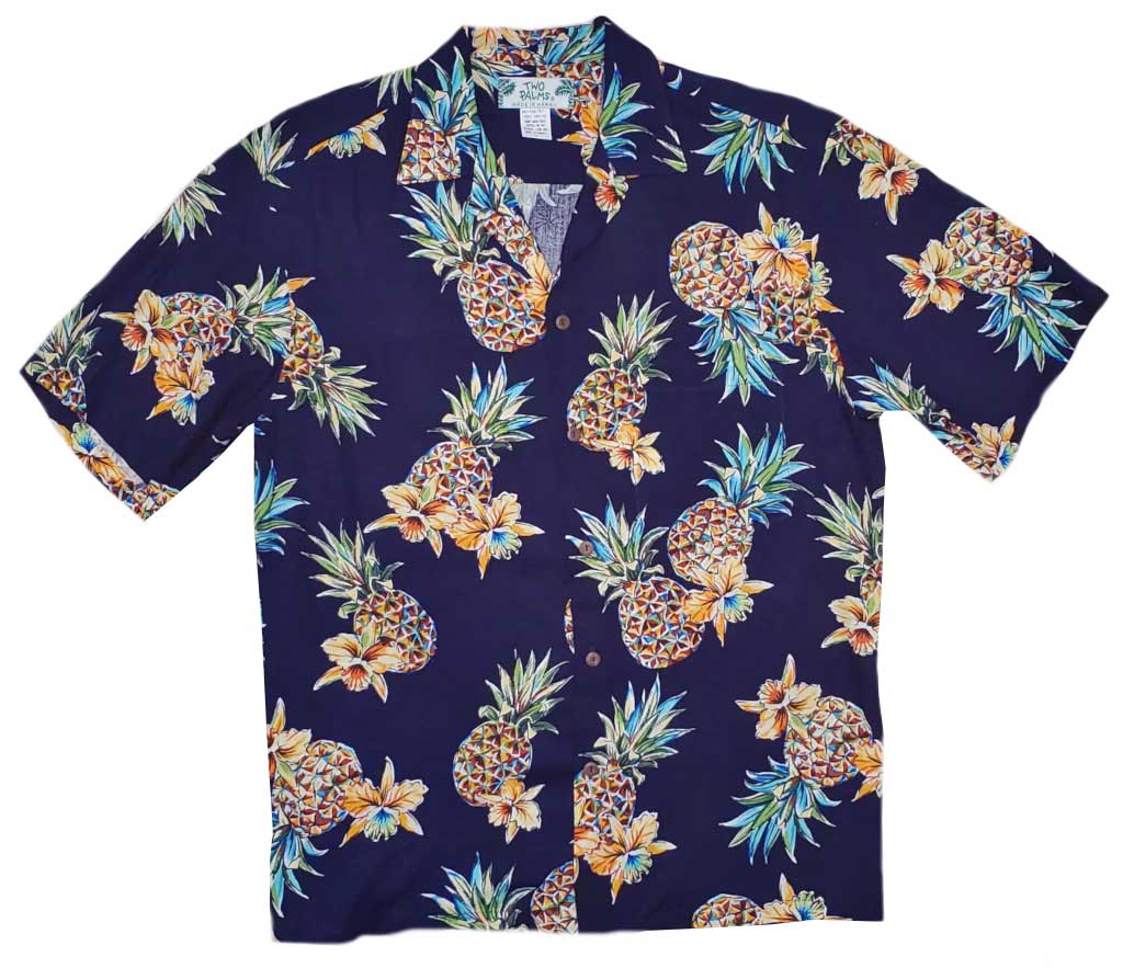Golden Pineapple Navy Hawaiian Shirt