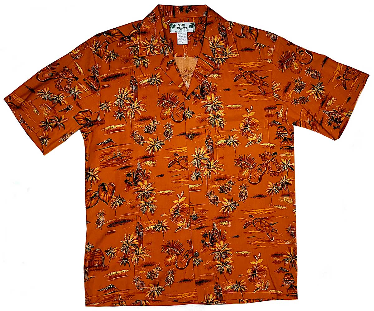 Golden Vintage Orange Hawaiian Shirt