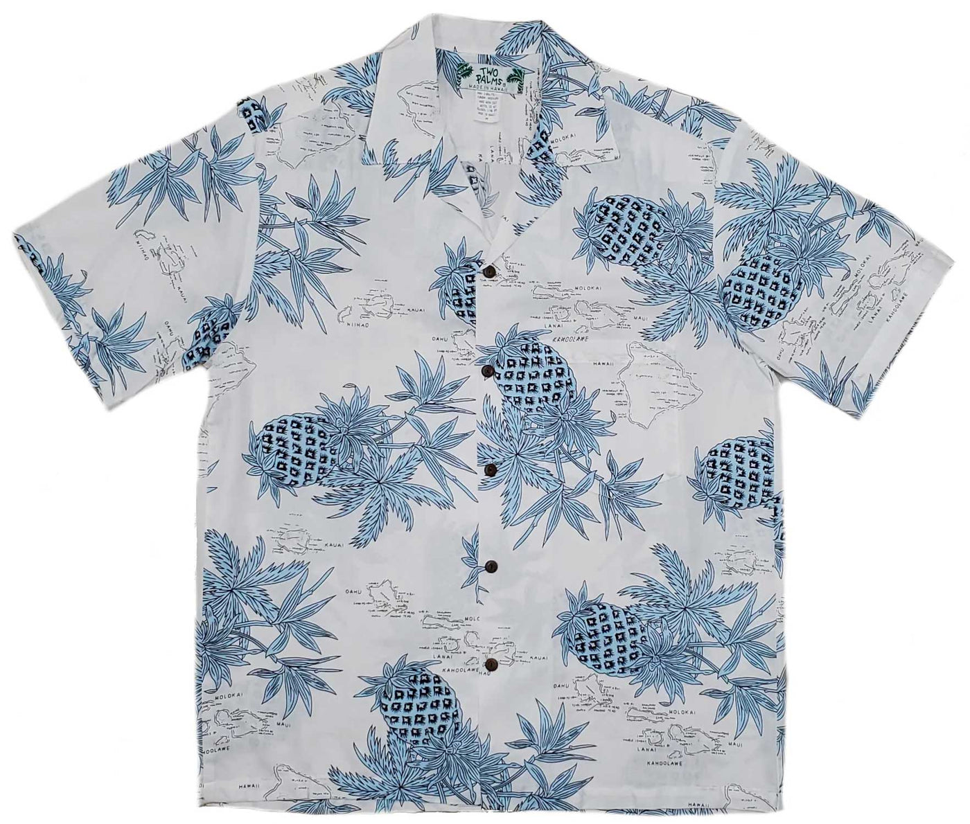 Pineapple Map White Hawaiian Shirt
