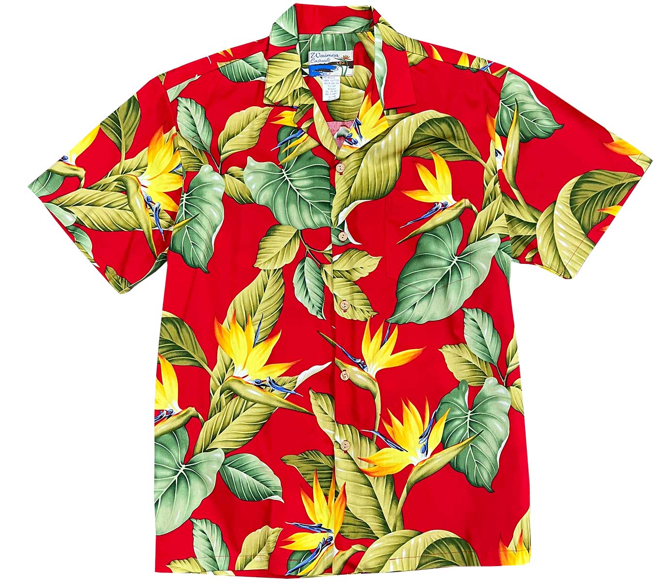 Airbrush Bird of Paradise Red Hawaiian Shirt