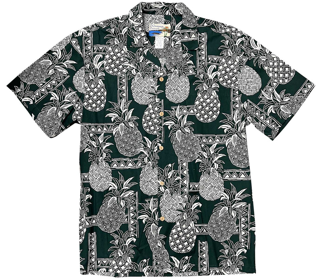 Waimea Casuals Party Time Pineapple Green Hawaiian Shirt | AlohaFunWear.com