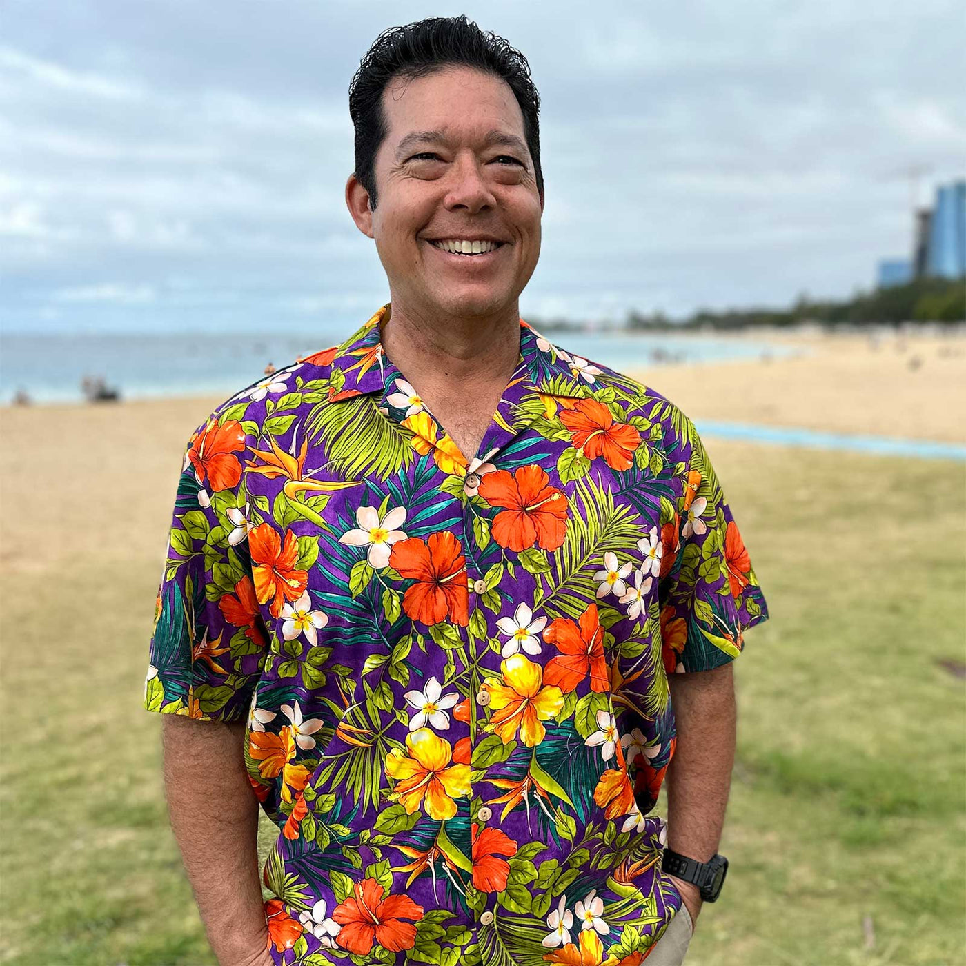 Tropical Garden Purple Hawaiian Shirt