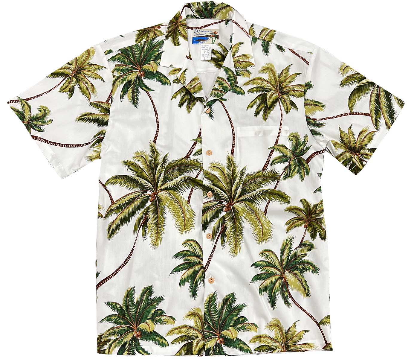 Waimea Casuals Waimea Palms White Aloha Shirt