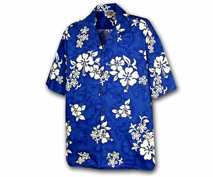 White Flower Blue Boy's Hawaiian Shirt
